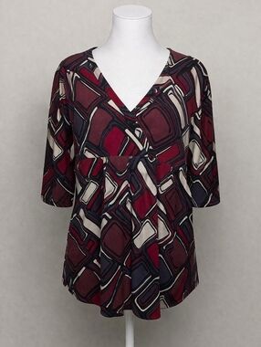 Liz Claiborne 3/4 Sleeve Colorful Top
